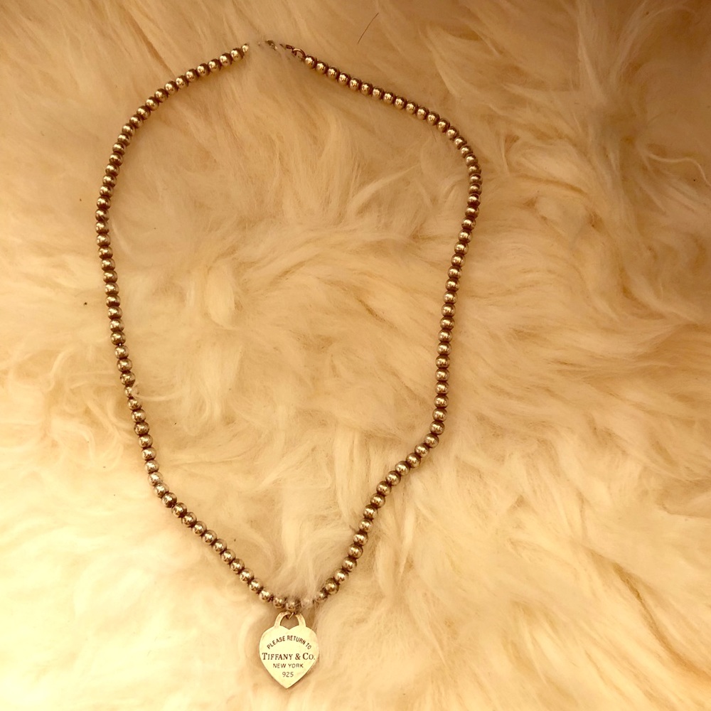 Authentic Tiffany & Co. Heart Tag Bead Necklace